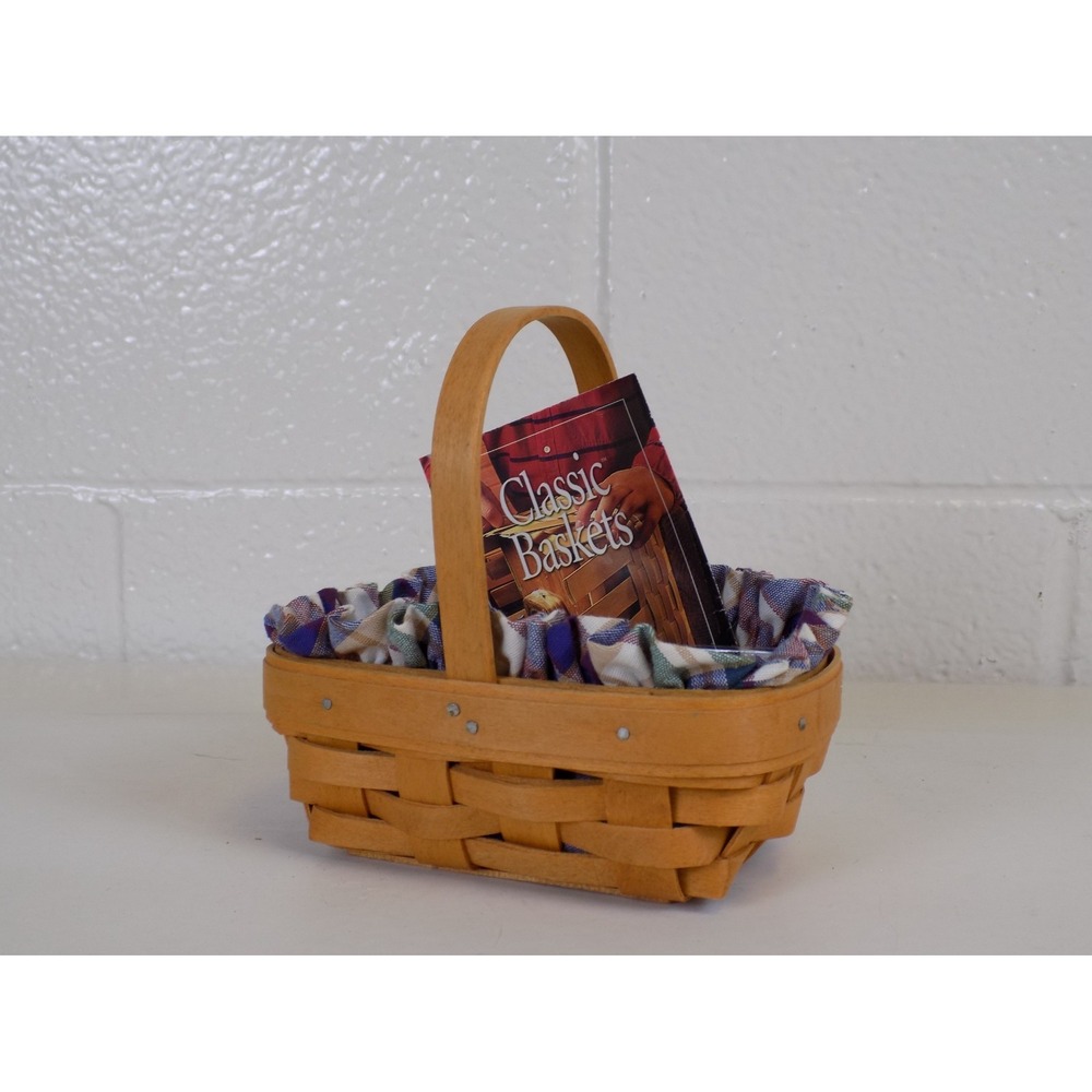 Parsley Booking Basket w/ Plaid Liner Protector & Card 2000 Longaberger Vintage - Picture 8 of 16